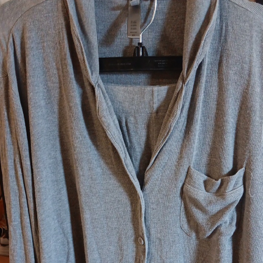 SKIMS Heather Gray Soft Lounge Ribbed Sleep Set